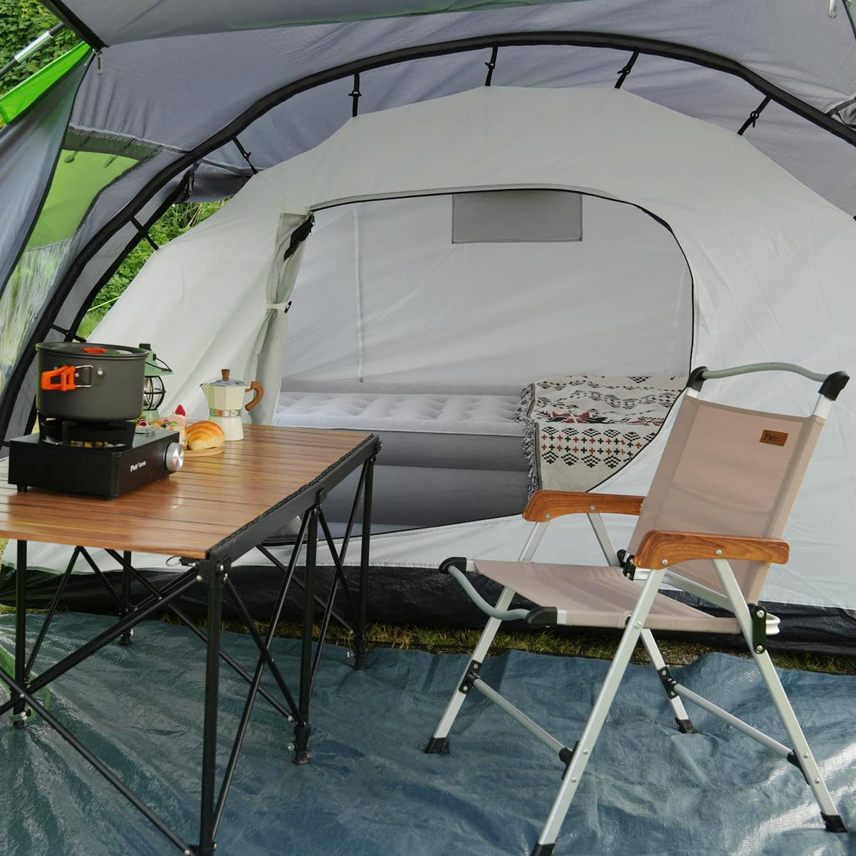 Tunneltent voor 4 personen, tipi-tent, grote campingtent met slaapcabine, 3000 mm waterdichte familietent, huistent met 3 ingangen, glamping-tent met afneembare tentbodem