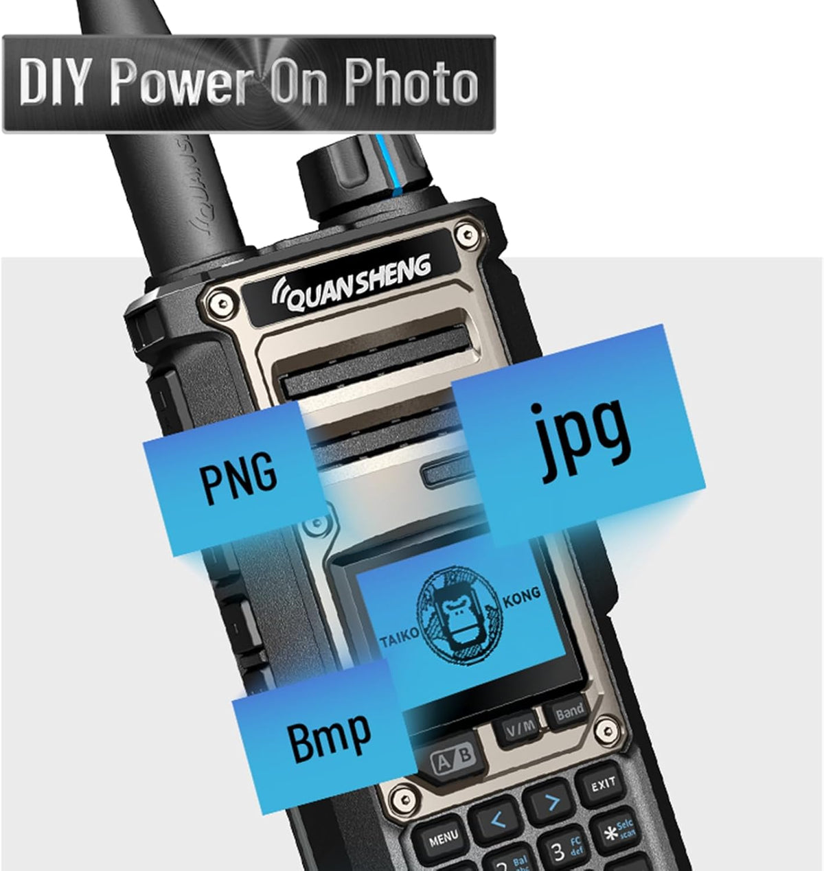 HYS Quansheng TK-11(8) 10W VHF/UHF Walkie Talkie, Type-C oplaadpoort en 3000 mAh accu, 999 kanaalnummers, spectrum-analysator, professionele twee-weg radio met koptelefoon