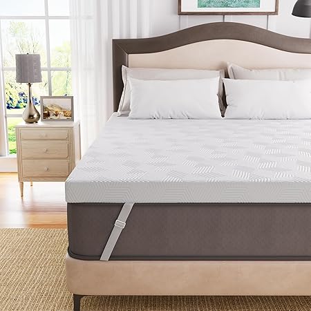Memory Foam Topper – Traagschuim Topper – Matrasverhoger – Matrasbeschermer – Bedtopper – 160 x 200 cm – 7,5 cm Dikte – Anti-Slip Hoekbanden