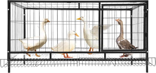 Chicken Coop with Automatic Egg Collection, 120 x 58 x 62 cm, Iron Modern for Indoor and Outdoor Use for 9-10 Chickens - QUORE
