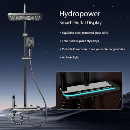 Douchekolom – Doucheset – Douchepaneel – Douchekraan – Douchesysteem – Verstelbare Kolom 80-120 cm – Digitale LED Temperatuurweergave – Grote Regendouchekop 31x21 cm