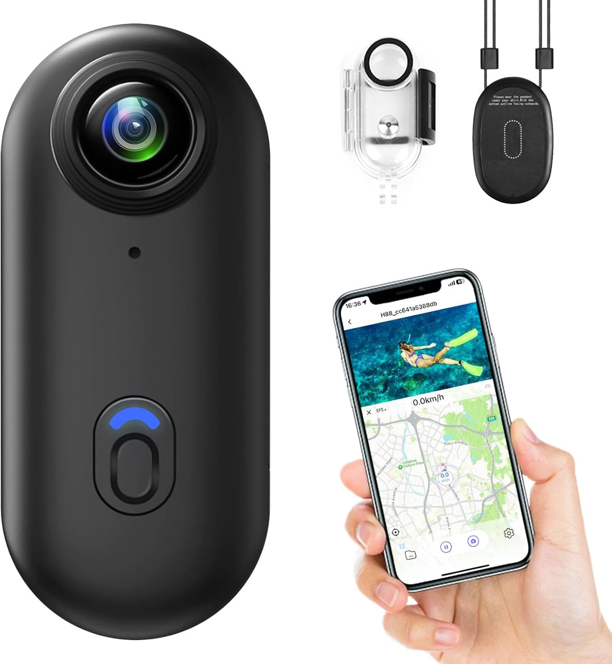 C‌YI Actiecamera 4K WiFi met 360° Hoes‌ - Waterdichte Actiecamera 30M, Actiecamera voor Fietsen 120° Groothoek, Sterke Magneet, 150 Minuten Accu, voor Fietsen/Duiken/Extreme Sporten etc.