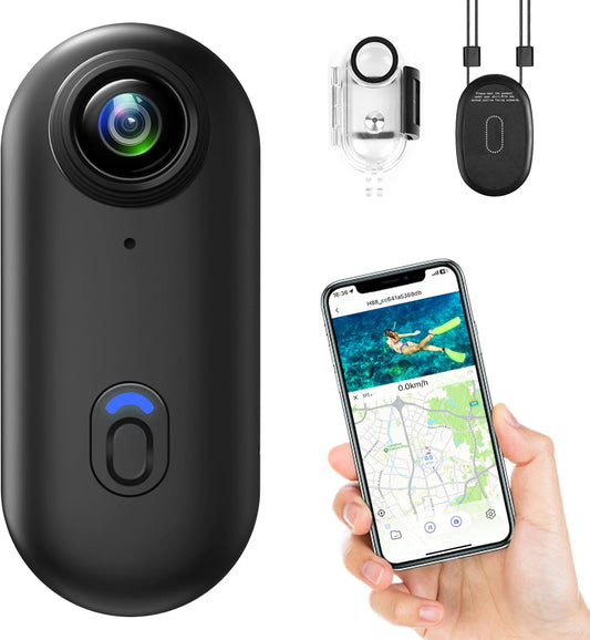 C‌YI Actiecamera 4K WiFi met 360° Hoes‌ - Waterdichte Actiecamera 30M, Actiecamera voor Fietsen 120° Groothoek, Sterke Magneet, 150 Minuten Accu, voor Fietsen/Duiken/Extreme Sporten etc.