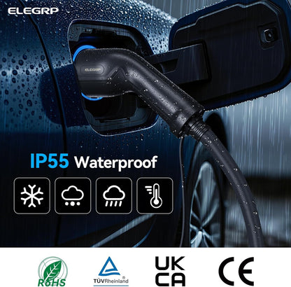 ELEGRP Type 2 oplaadkabel, 11kW 10M 16A 3-fasen, Type 2 naar Type 2 Mode 3 oplaadkabel voor elektrische auto EV/PHEV met draagtas, Geschikt voor Model S/3/X/Y, VW ID.3 ID.4 e-Golf en andere EV