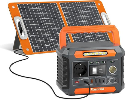 Draagbare Powerstation – Zonnegenerator – Powerbank – Noodstroomvoorziening – Camping Accu – 230Wh Capaciteit – 60W Zonnepaneel – 300W Continu Vermogen