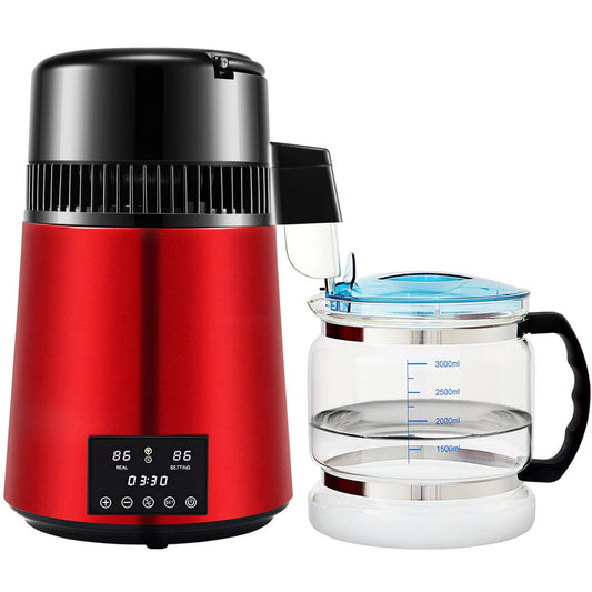 Vevor - Waterdestilleerder - Zuiver Water Maken - Automatisch Distilleerketel -Filteren 1 L/U - 304 Roestvrij staal - 750W - Rood - QUORE