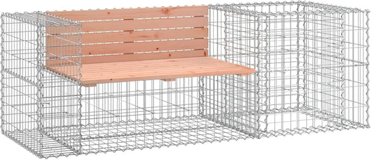 Gecheer Garden Bench with Gabion Solid Wood Douglas, Gabion Wall Gabion Bench for Courtyard Landscaping Pool Edge3196243 - QUORE
