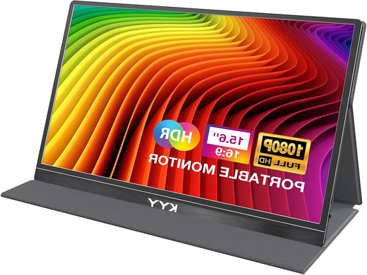 KYY Portable Monitor 15.6'' FHD 1080P USB C HDMI Gaming Monitor Ultra-Slim IPS Display w/ Smart Cover & Speakers, Plug & Play, External Monitor for Laptop PC Phone Mac Xbox PS4 - QUORE