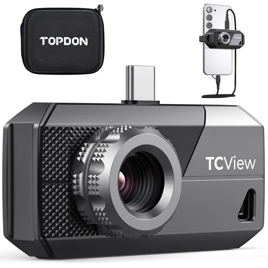 TOPDON TS001 Warmtebeeldcamera Android, 9 mm instelbare lens, observatiebereik 0,1 tot 500 m, 512 x 384 IR-resolutie, handmatig scherpstellen voor printplaten, ongedierteinspectie, outdoor, jacht