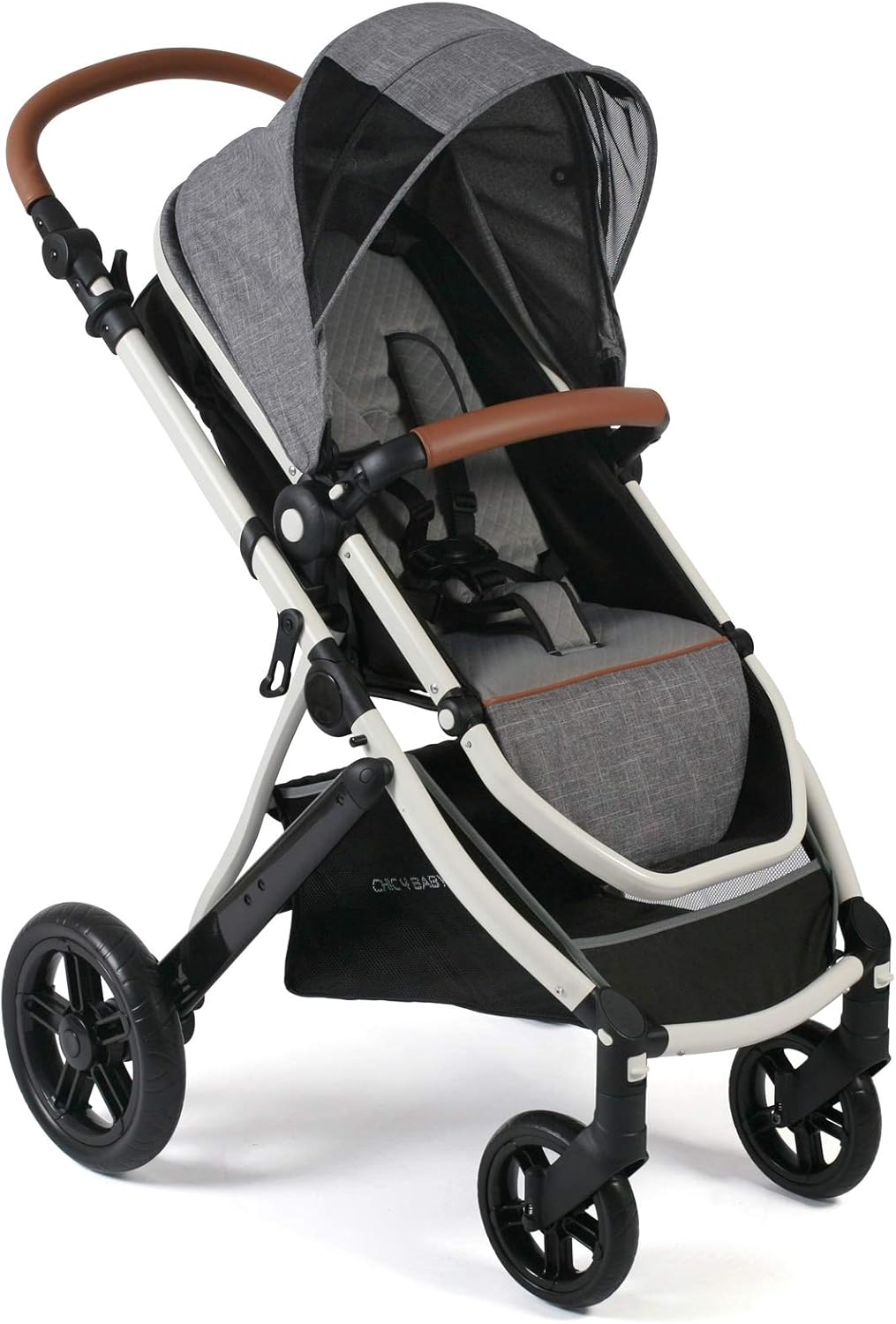 CHIC 4 BABY 177 21 Combi-kinderwagen Torre, set met reiswieg, sportzitje en Maxi-Cosi-adapter, grijs