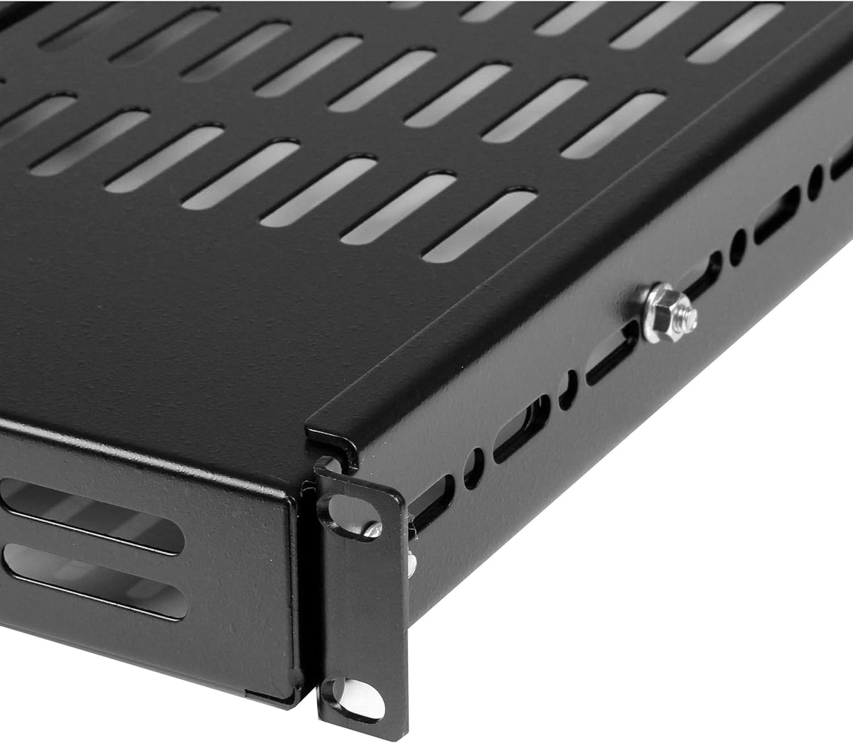 StarTech.com 1 HE Verstelbaar geperforeerd server rack mount opbergvak - 80 kg - 49 tot 97 cm instelbare inbouwdiepte universeel opbergvak voor 19" AV/netwerkkast - 70 cm diep (ADJSHELF)