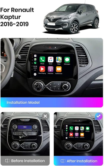 Android 12 2 Din Radio Navigatie voor Renault Kaptur Captur (2014-2019): [Ingebouwde CarPlay/Android Auto/GPS]-IPS 2.5D 9”Touchscreen-Support DAB/Bluetooth 5.0/Stuurbediening/MirrorLink/WiFi