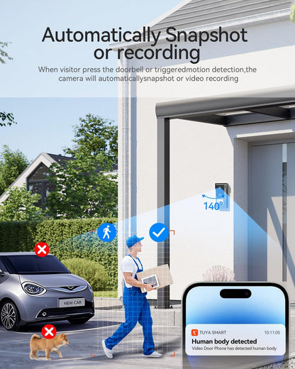 TMEZON Video-deurintercom, wifi, smart 2 kabels, video, intercominstallatie, M790, 1080P, monitor en buitenbel, met camera, app/kaart, RFID-ontgrendeling