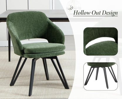 chairus Swivel Dining Chairs Set of 2 Chenille Fabric Kitchen Chairs Upholstered Dining Chair Dining Chair (Green) - QUORE