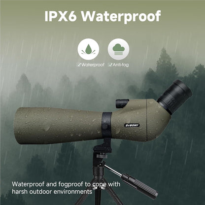 Svbony SV401 Spotting Scope, 20-60X80 Angled Spotting Scope with Tripod, FMC-optiek Waterdicht voor vogels kijken, schietwedstrijden