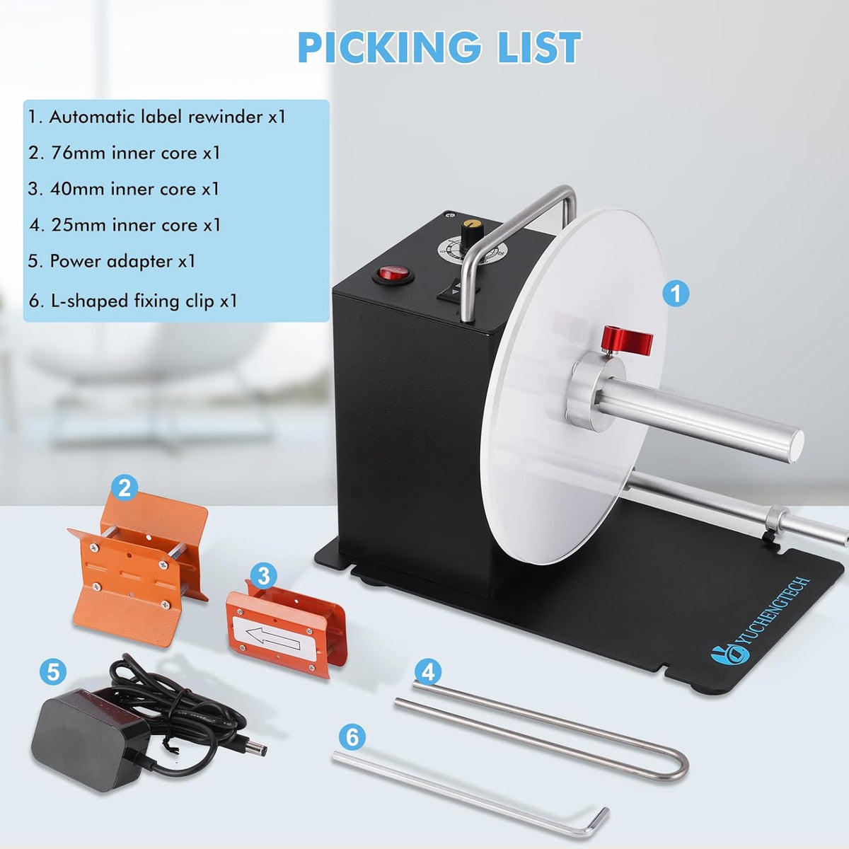 YUCHENGTECH Label Rewinder Breedte 120mm Diameter 200mm DS803 Automatische Label Rewinder 1/1.5/3 "Binnenkern Tags Rewikkeling Machine 0-200mm/s Snelheid-Verstelbare