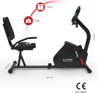 CARE FITNESS - Exercise bike - Cardio Master Connected - Adjustable & Comfortable - Shipped pedals - Magnetic resistance - 21 programs - QUORE