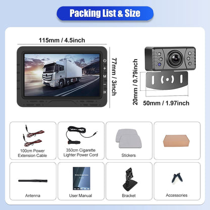 OiLiehu Draadloze Digitale Achteruitrijcamera, IP68 Infrarood Nachtzicht, 1080P Draadloze Camera Set met 4.3" IPS Monitor, Met Parkeerhulplijnen