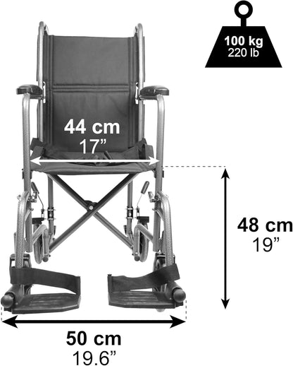 PEPE Mobility - Lichtgewicht opvouwbare rolstoel (smalle zitting 38 cm), rolstoel voor gehandicapten ouderen, staal, doorvoer