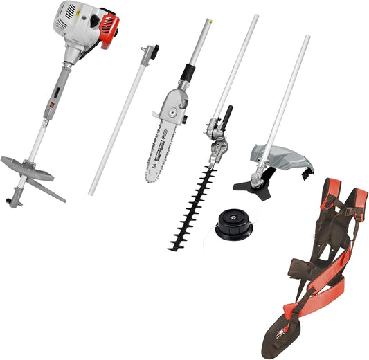 IKRA Benzine multifunctioneel tuingereedschap Multitool IBKH 52-1 4in1: bosmaaier, gazontrimmer, heggenschaar, hoogsnoeier 51,7cm³ 1,5kW