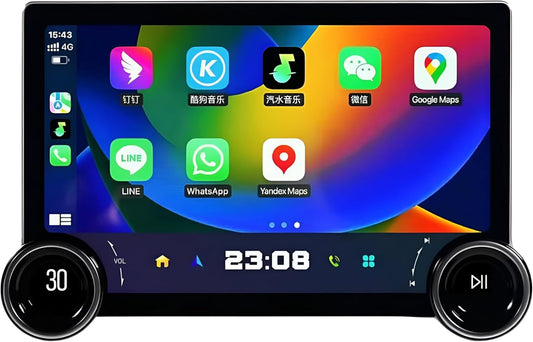 AudioTune Autoradio, 10,1 inch met Android 13 display, Apple Carplay Android auto, draadloos, stereo, bluetooth radio, autodisplay, autodisplay, automonitor, met navigator + FM-handgrepen, USB