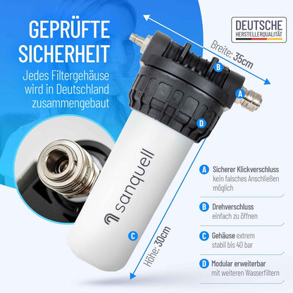 Premium waterfilter voor ondertafel – Onderbouw waterfilter, waterfilterbehuizing, ondergootsteen filter, waterfiltersysteem – 8 liter/minuut – Filtert 100+ stoffen