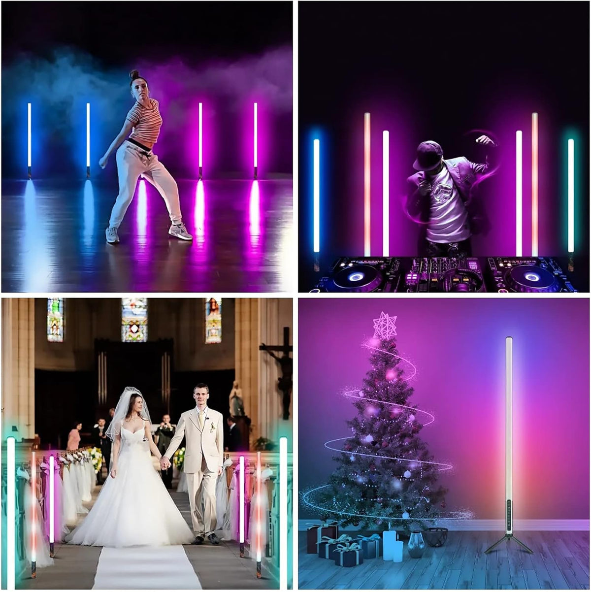 LED video lichtstaaf – LED videolamp, RGB videolamp, RGB fotolamp, camera licht – 2 Stuks, 120 Cm – Meer Dan 500 Lichtmodi – Ingebouwde Accu en Muzieksynchronisatie