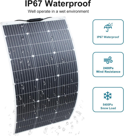 Monokristallijn 200W 12V Flexibel Zonnepaneel Kit Voor Mobiel gebruik buitenshuis