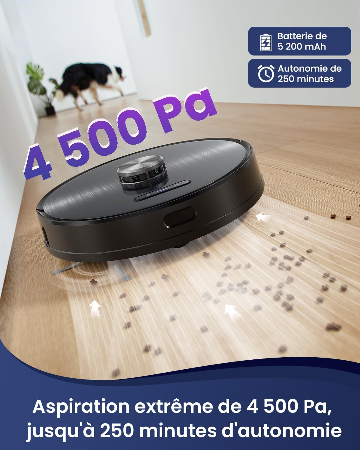 Robotstofzuiger – Dweilrobot – Zuigrobot – Stofzuigrobot – Automatische Stofafvoer – 4500 Pa Zuigkracht – 3D-Lasernavigatie Met App Bediening