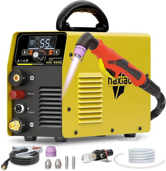 HAXIAOER Plasmasnijder van 55 A [groot led-display], contactloze stuurboog, plasmasnijmachine, DC inverter 230 V plasmasnijder, PT/2T/4T, 12 mm zuivere snede en max. 18 mm
