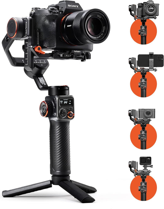 hohem iSteady MT2 3-assige gimbalstabilisator voor spiegelloze/zak/actiecamera en smartphone, OLED-display, 1,2 kg max. laadvermogen