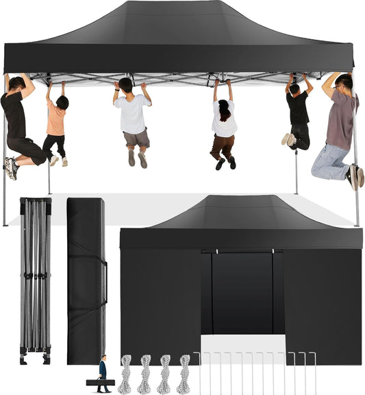 COBIZI Opvouwbaar paviljoen, waterdicht, tuinpaviljoen voor buiten, met zijwanden, opvouwbaar, uv-bescherming, paviljoen, tent voor buiten, strand, terras