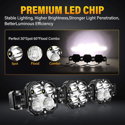 RIGIDON 21 inch 90W 7500LM Led Lichtbalk met 12V kabelboom, Led-verlichting Bar Rijdende Offroad Lichten Mistlamp Werklampen voor Vrachtwagen Tractor Auto Boot 4x4, IP67 Waterdicht 6000K Wit