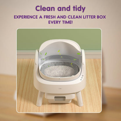 PetPivot Zelfreinigende kattenliterbak met open design, automatische en handmatige modi, directe reiniging en gemakkelijk te scheppen, ideaal voor grote katten, geschikt voor multi-kattenhuizen
