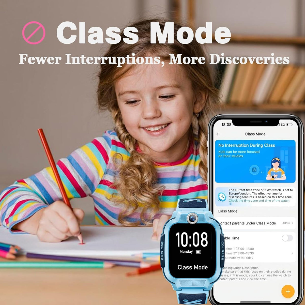 imoo Z3 Kinder Smartwatch – GPS Tracker Watch met HD Video Bellen (Wide-Angle Camera), SOS Noodknop, Ouderlijk Toezicht App, Klassenmodus, IPX8 Waterdicht 20m (Smart Watch for Kids)