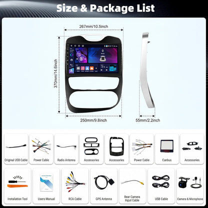 Android 15 4+64G Autoradio Bluetooth für Renault Clio 2013-2018, 10 Zoll HD Touchscreen Auto Radio mit Wireless Carplay Android Auto, WiFi GPS FM/RDS SWC Rückfahrkamera & MIC