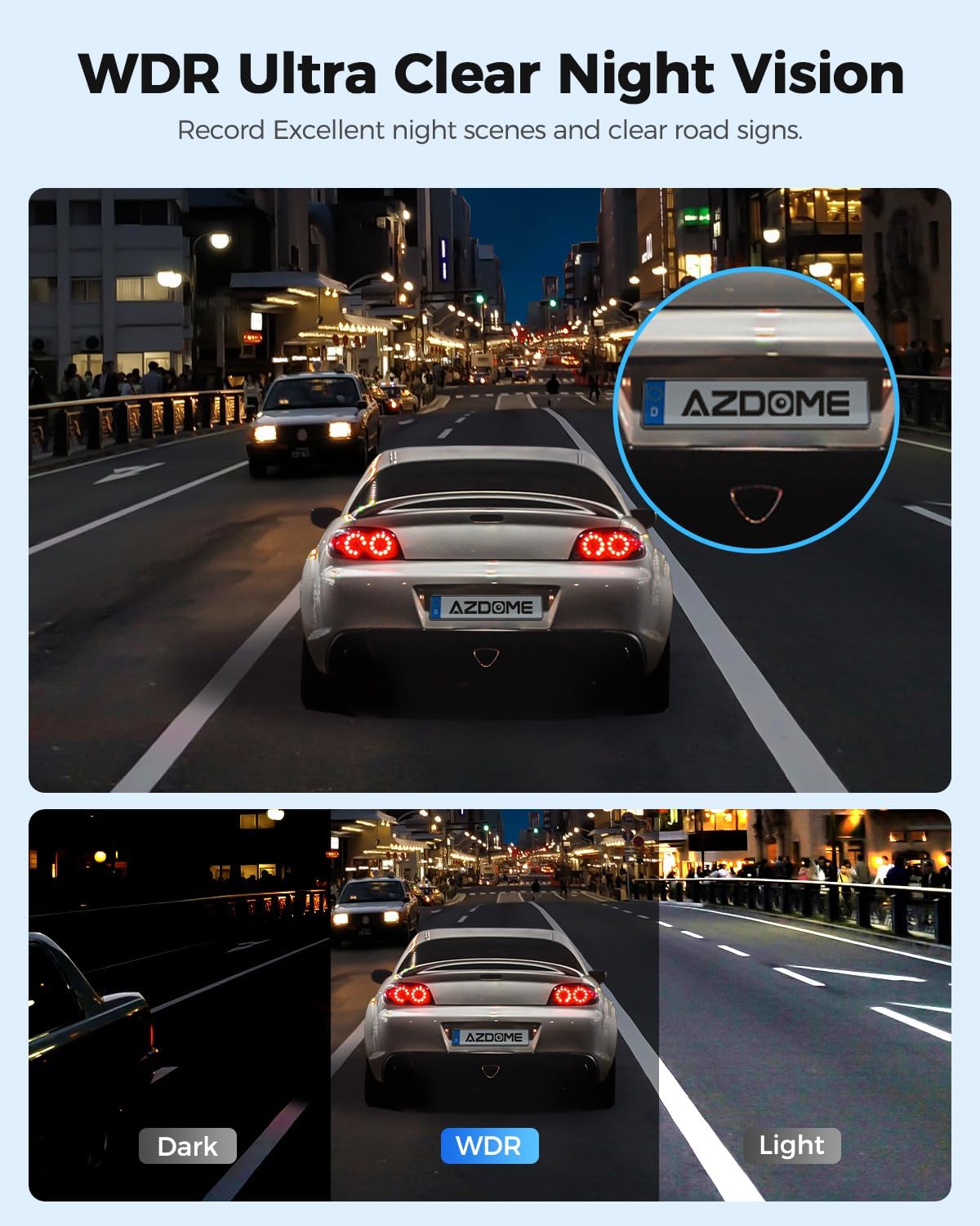 AZDOME 4K Dual Lens Spiegel Dash cam 12 ''IPS Full Touchscreen, 4K+1080P Voor en Achter 1080P IP68 Auto Camera met [Dual Cam Display] Nachtzicht WDR Parkeermodus Loop Opname G-sensor
