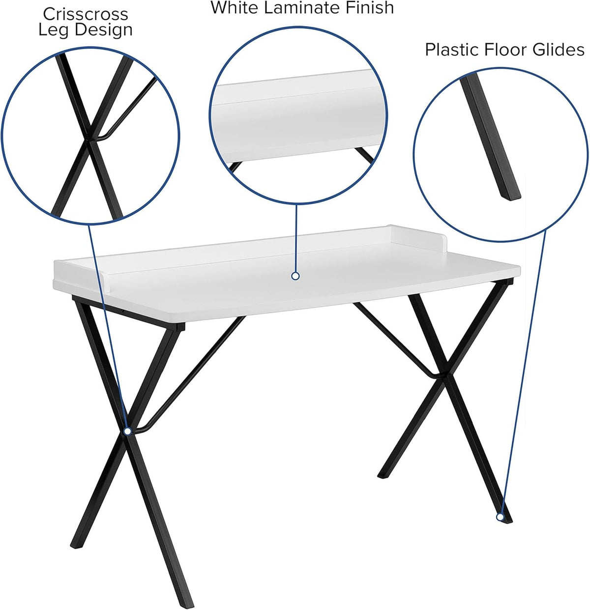 Flash Furniture Computerbureau, Staal, Zwart Laminaat Top/Zwart Frame, 60.01 x 120.02 x 80.01 cm