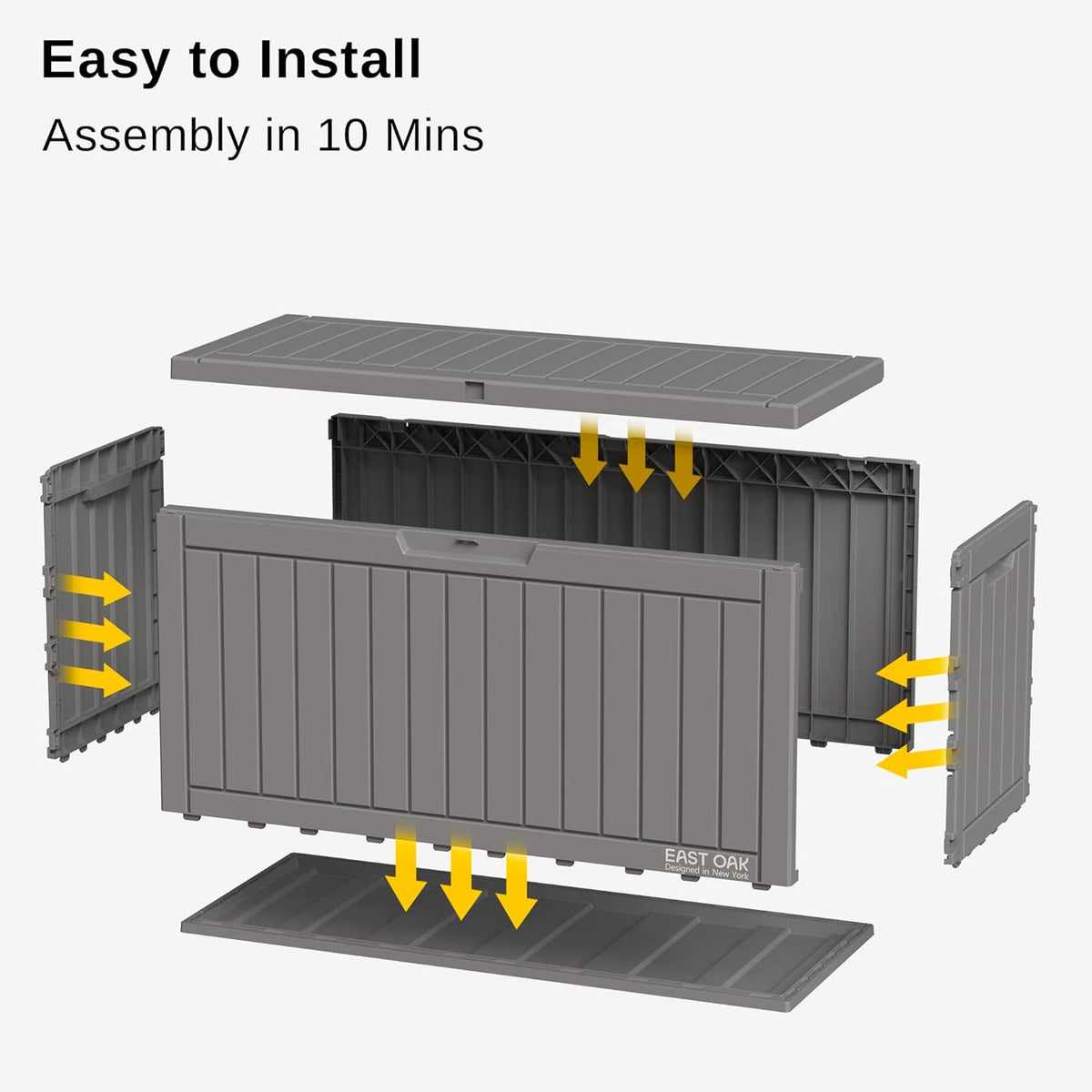 EAST OAK 60 gallon grote dekbox, outdoor opbergdoos met hangslot voor terrasmeubels, terraskussens, tuingereedschap, zwembadbenodigdheden, waterdicht en UV-bestendig, grijs (DB23001)