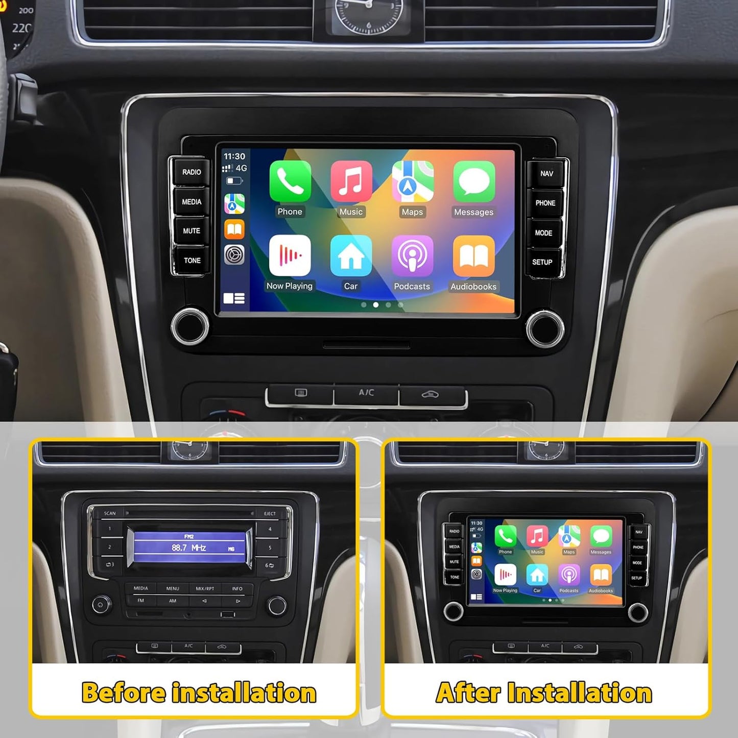 Autoradio – Headunit – Multimedia Systeem – Navigatiesysteem – Touchscreen – Android 13 – 7 Inch 1080p HD Scherm – Draadloze CarPlay & Android Auto