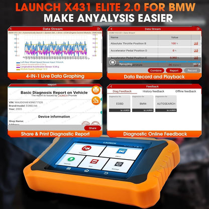 LAUNCH X431 Creader Elite 2.0 OBD2 Diagnostisch Hulpprogramma voor BMW/voor Mini/voor Rolls Royce Zelfde Functie als LAUNCH X431 Diagnostisch Hulpprogramma, Volledige Systeem, 50 + Reset, Actieve Test - QUORE