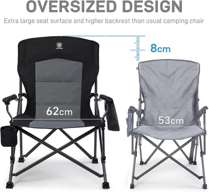 EVER ADVANCED Campingstoel voor volwassenen, set van 2 extra grote 230 kg, klapstoel voor zware mensen met zijvak, extra breed met harde armleuning, opvouwbaar, voor tuin, vissen, outdoor, inklapbaar