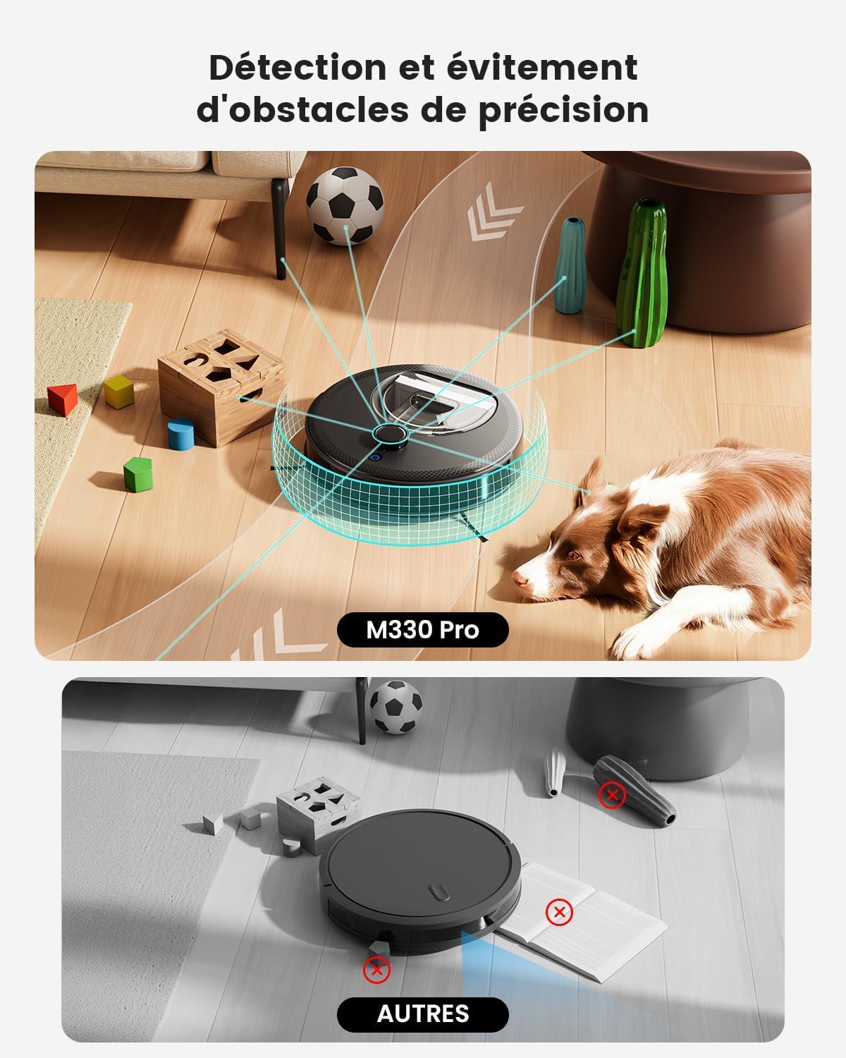 LEFANT Robotstofzuiger met dweilfunctie M1, robotstofzuiger met dweilfunctie, lasernavigatie, robotstofzuiger met app-bediening, zuig- en dweilrobot, ideaal voor dierenharen, tapijten, harde vloeren