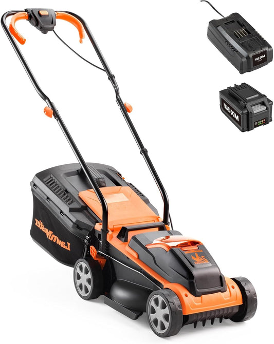 Accu Grasmaaier – Elektrische Grasmaaier – Draadloze Grasmaaier – Batterij Grasmaaier – 24V Grasmaaier – 32 cm Maaibreedte – 5-standen Maaihoogte – Compact Inklapbaar Design - QUORE