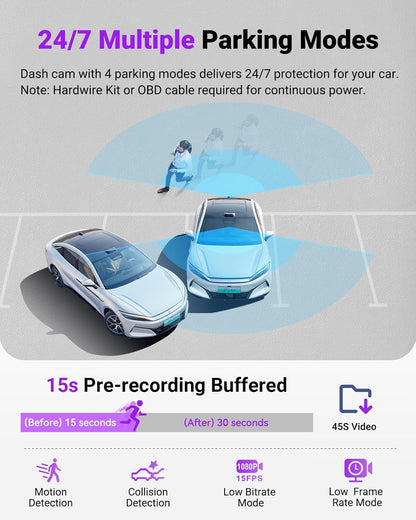 Dashcam – Autocamera – Dashboardcamera – Voor En Achter Camera – Dubbele Dashcam – 4K Voorcamera + 2.5K Achtercamera – ADAS/BSD, HDR Nachtzicht & 5 GHz Wifi, GPS
