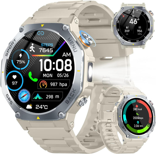 Jugeman Smartwatch voor dames en heren, met bluetooth-oproepen, fitnesstracker met stappenteller, IP68 waterdicht horloge