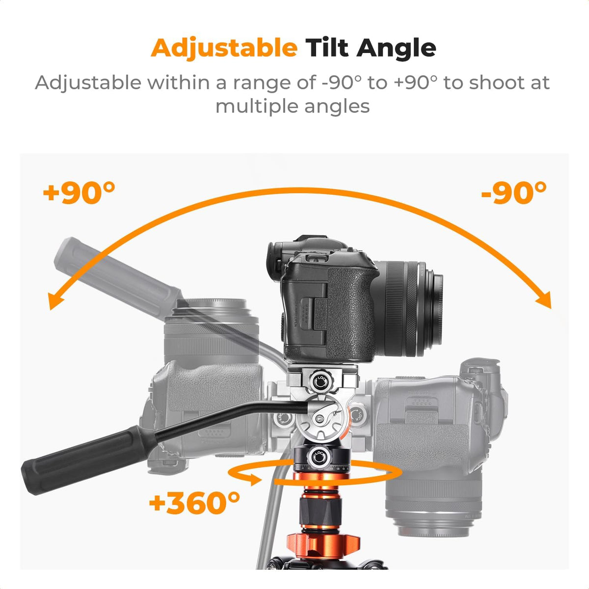 K&F CONCEPT Camerastatief van koolstofvezel, 173 cm, fotostatief met hydraulische kop ± 90 graden, videostatief monopod 182 cm met Arca Swiss voor DSLR, Max 5 kg, O255C4+FH-03
