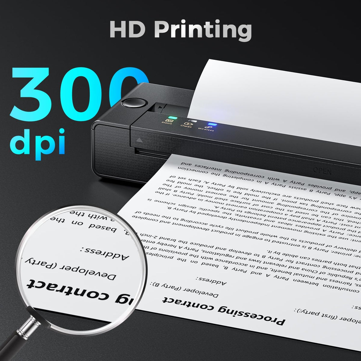 Draagbare Printer – Mobiele Printer – Thermische Printer – Mini Printer – Bluetooth Printer – Inktloos Printen – Lichtgewicht 0,6 kg – Ondersteunt A4 & US Letter