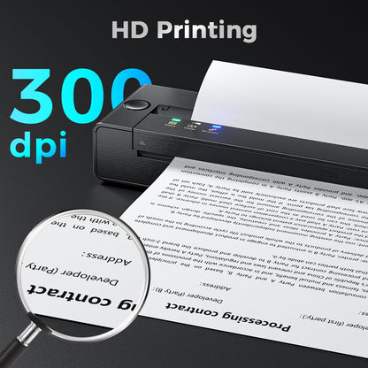 Draagbare Printer – Mobiele Printer – Thermische Printer – Mini Printer – Bluetooth Printer – Inktloos Printen – Lichtgewicht 0,6 kg – Ondersteunt A4 & US Letter