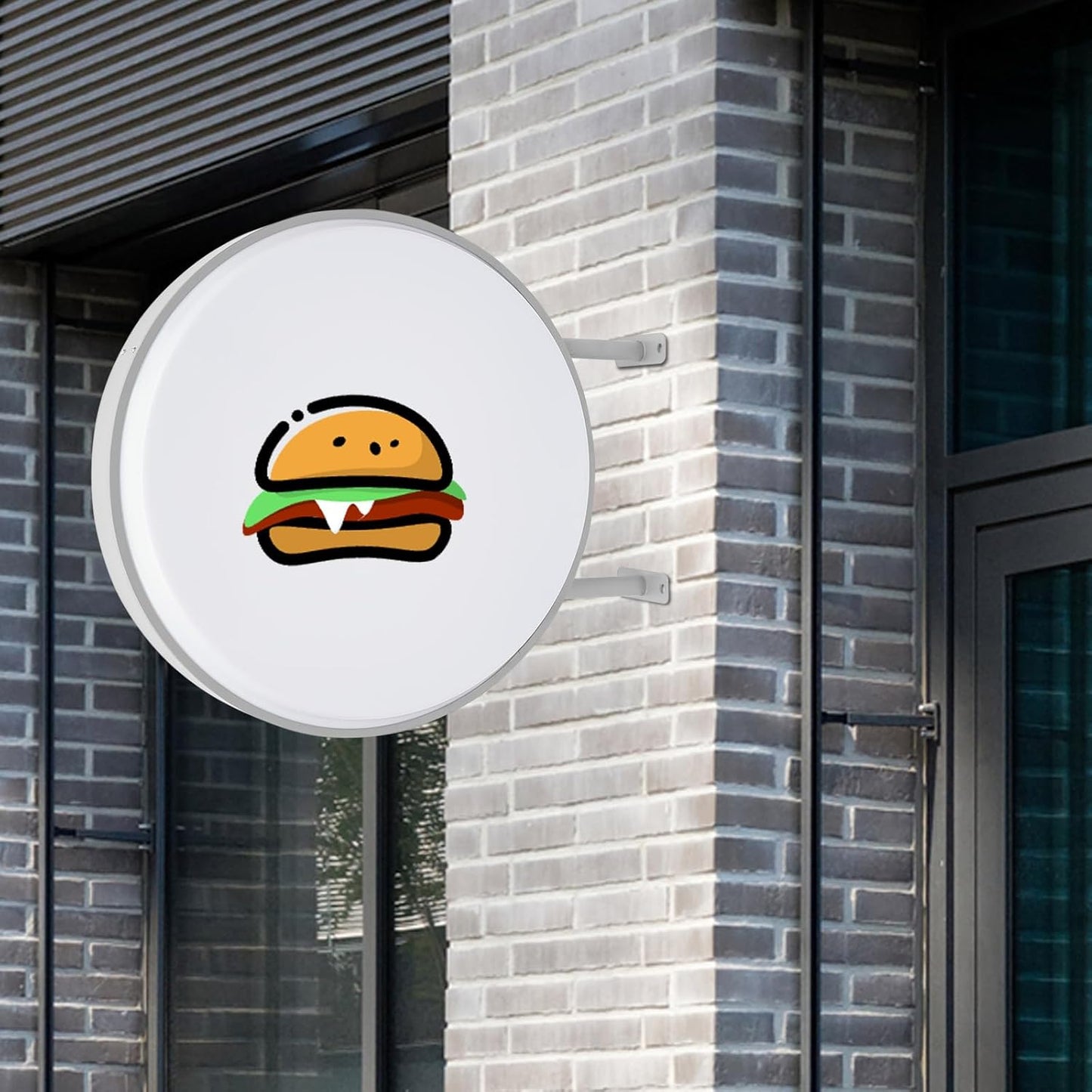 Double Sided Round LED Light Box, 60 cm, IP65 Waterproof Aluminium Frame, Light Sign with Acrylic Sheet, Double-Sided Advertising Sign, Round Light Box for Shops, Restaurants, Snack Bars, 220V - QUORE
